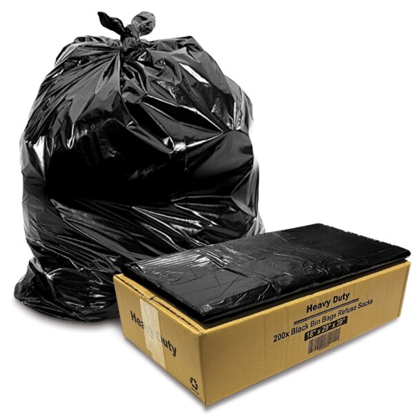 Black Refuse Sacks 18″ x 29″ x 39″ – Heavy Duty Bin Bags